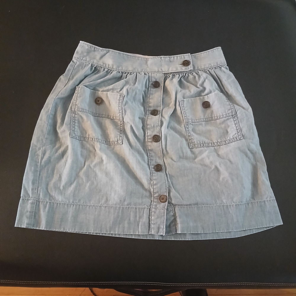J. Crew Light Blue Button-Down Mini Skirt